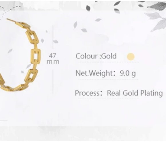 NEW 18K Gold Plated Link Chain Round Hoop Earrings - Picture 7 of 7